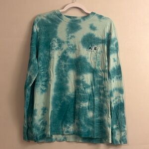 American Eagle Men’s Teal Tie-Dye Long Sleeve Tee Shirt